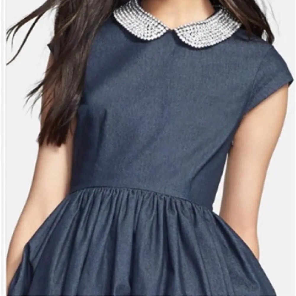 kate spade Navy Dress with White Beaded Peter Pan Collar - Picture 2 of 8